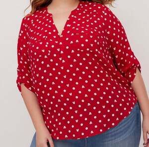 Disney Minnie Mouse Polka Dot Roll-Tab Sleeve Blouse Size 5